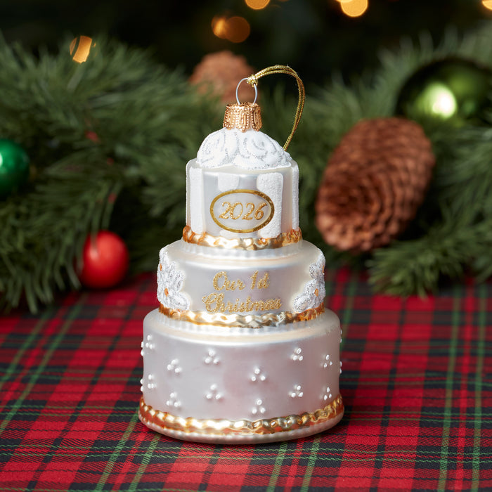 2026 Retro Blown Glass Our 1st Christmas Wedding Ornament