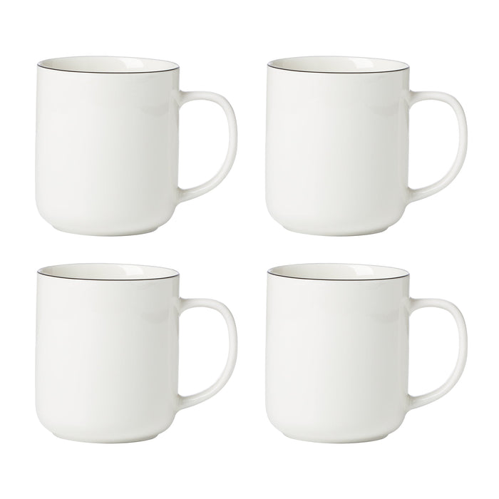 24 Seven Black Rim Mugs, Set of 4