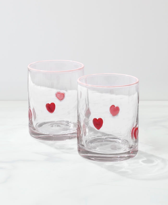 24 Seven Heart-Embossed Tumblers, Set of 2