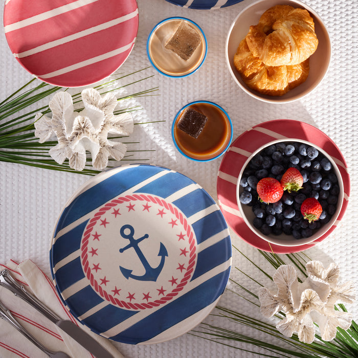 24 Seven Melamine, Aweigh We Go 12-Piece Dinnerware Set