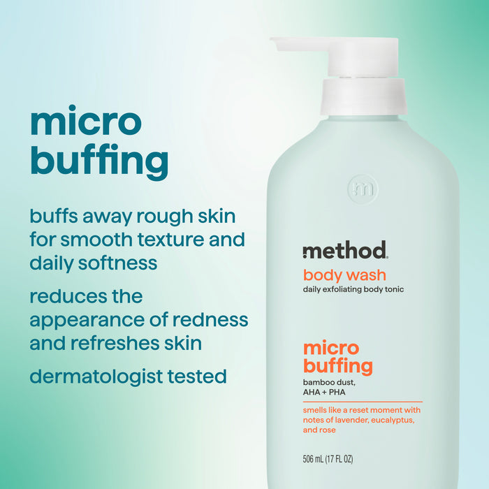body wash tonic - micro buffing, bamboo dust, AHA + PHA, 17 fl oz