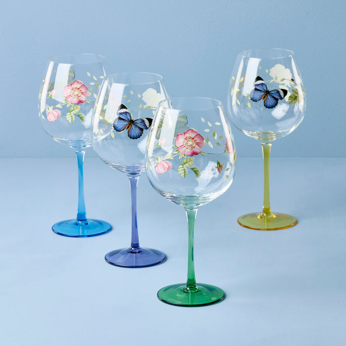 Butterfly Meadow Balloon Wine Glasses, Set of 4, Assorted