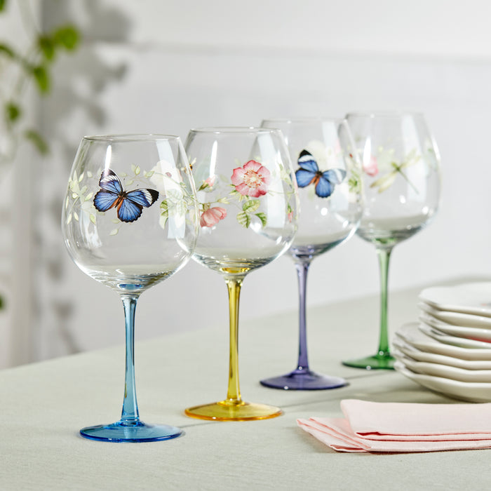 Butterfly Meadow Balloon Wine Glasses, Set of 4, Assorted