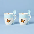 Butterfly Meadow Blue Mugs with Spoons, Set of 2