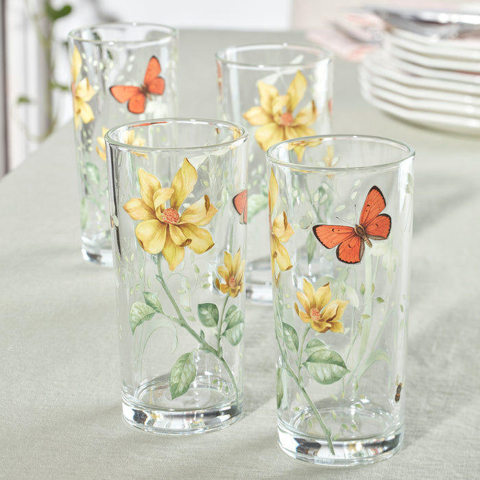 Butterfly Meadow Decal Highball, Set of 4