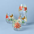 Butterfly Meadow Holiday Stemless Wine Glasses, Set Of 4