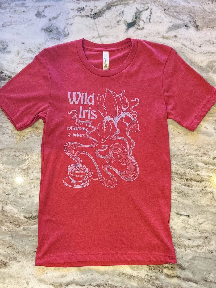 Coffee Cup & Iris Flower _Wild Iris Coffeehouse _ Unisex T-Shirt