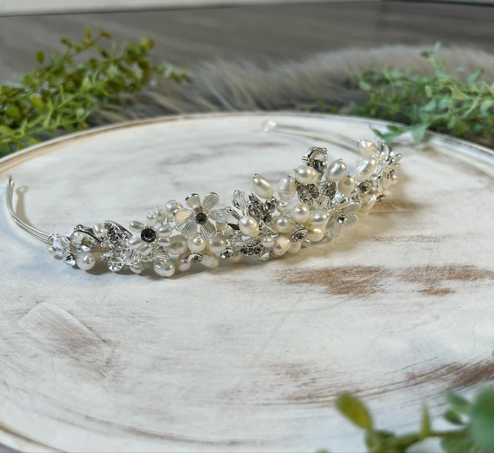 Crystal Pearl Flower Tiara