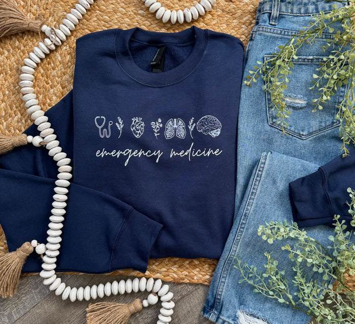 Emergency Medicine Navy Crewneck