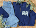 Floral RN Chest Navy Comfort Colors 1/4 Zip