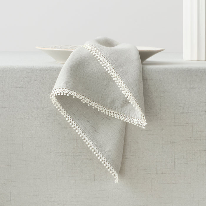 French Perle Solid Dove Grey Dinner Napkins, Set of 4