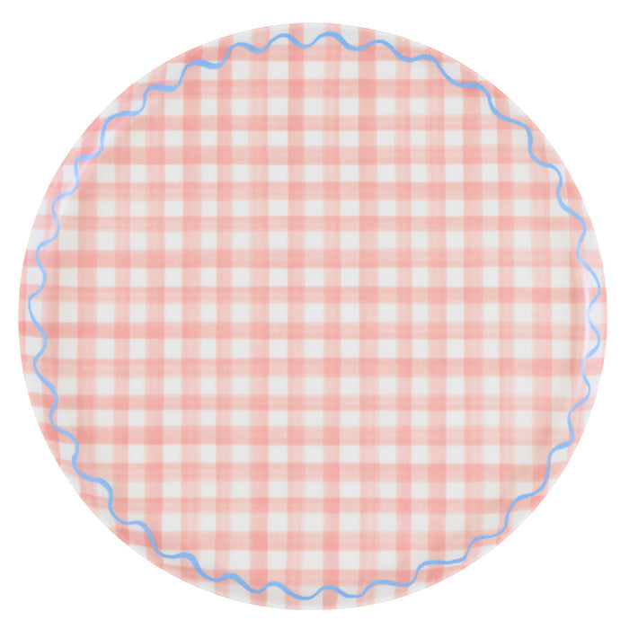 Gingham Reusable Large Plates, Set of 6