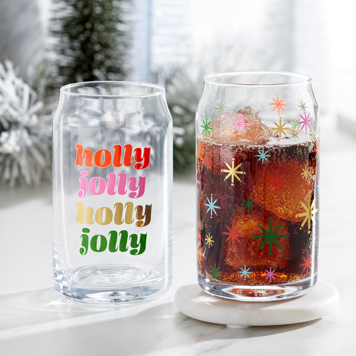 Holly Jolly Can Cooler Glasses, Set of 2