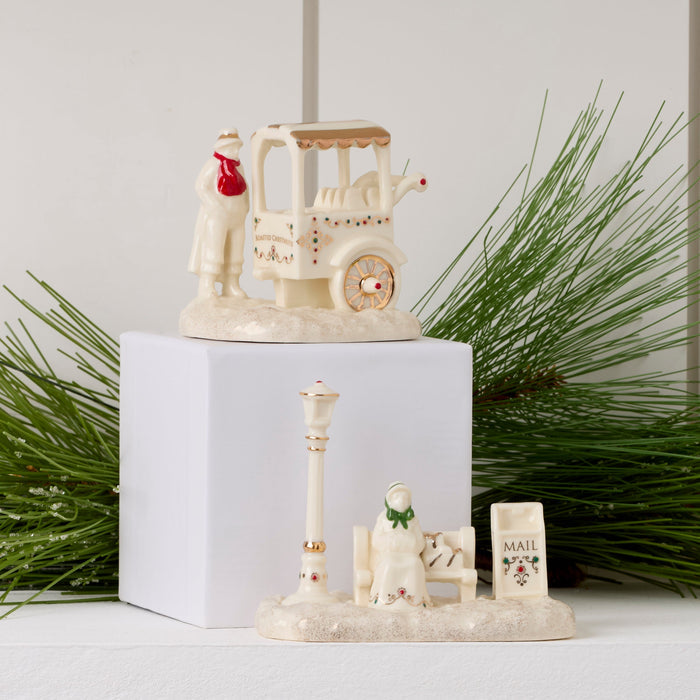 Mistletoe Park 2-Piece Parkbench & Chestnut Seller Figurine Set