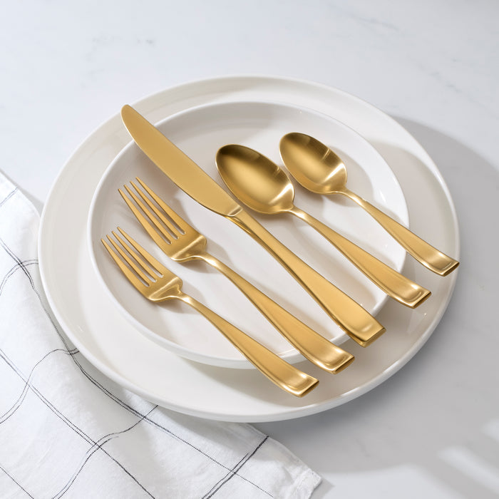 Moda Gold Satin 20-Piece Flatware Set