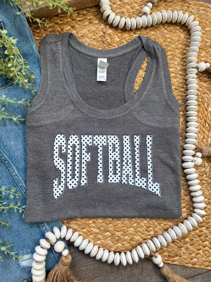 Polka Dot Softball Grey Frost Tank