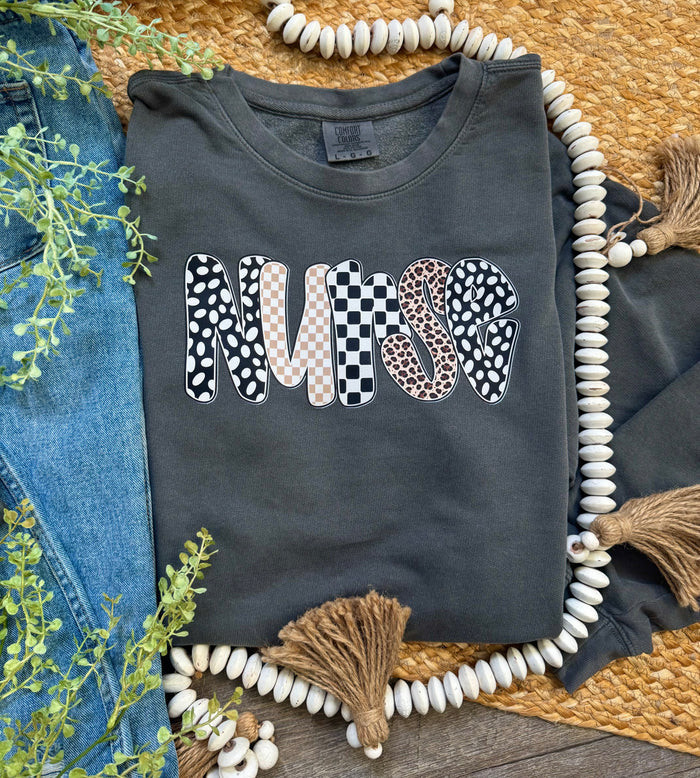 Printed Nurse Pepper Comfort Colors Crewneck