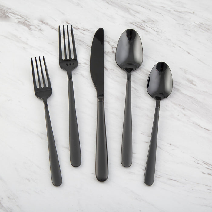 Quinn Black Sand Mirror 20-Piece Flatware Set