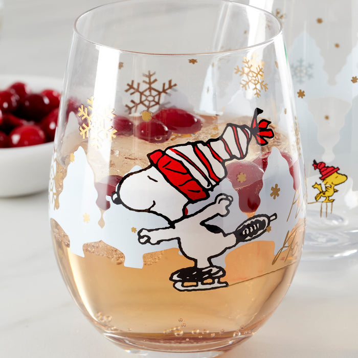 Snoopy Christmas Skating Tumblers, Set of 4