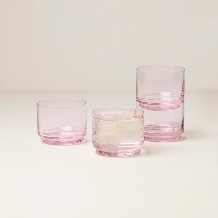 Tuscany Stackable Blush Short Glasses, Set of 4