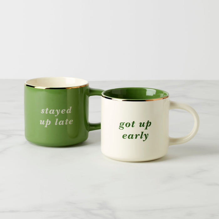 Two of a Kind Got Up Early & Stayed Up Late Mugs, Set of 2
