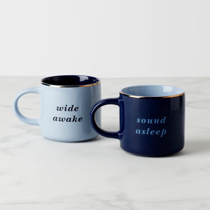 Two of a Kind Wide Awake & Sound Asleep Mugs, Set of 2
