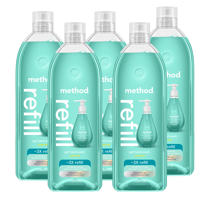 waterfall gel hand wash refill 5-count bundle, 170 fl oz