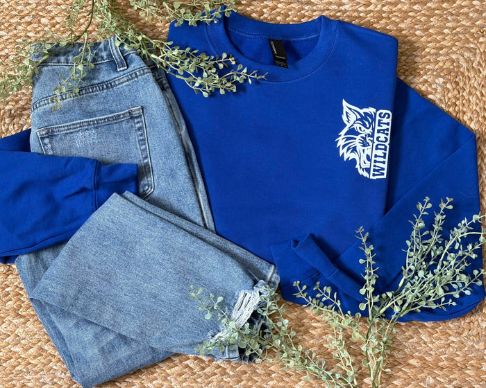 Wildcats Chest Royal Crewneck - Adult & Youth Sizes